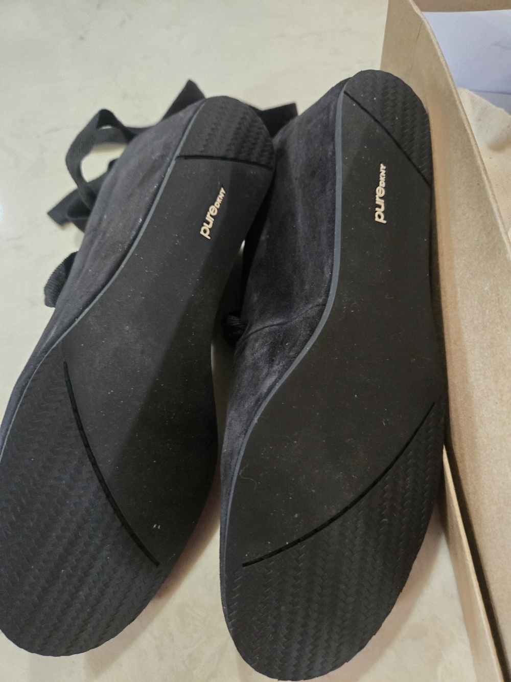 Pure DKNY Black Lace-Up Ballet Wedges 6.5 - Picture 4 of 9
